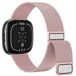 Vancle Metal Band for Fitbit Versa 4 Bands/Versa 3 Bands/Sense 2 Bands/Fitbit Sense Bands, Stainless Steel Mesh Magnetic Replacement Bracelet Strap for Women Men (Rose Pink)