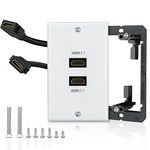 HDMI 2.1 Wall Plate(2 Port), Electop 8K HDMI Wall Outlet Pass Through with Low Voltage Metal Mounting Bracket, Supports 8K@60Hz and 4K@120Hz, 3D, HDR, 48 Gbps HDMI Box, Fits Home Theater Systems