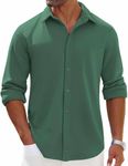 COOFANDY Mens Wrinkle Free Jackets Long Sleeve Button Down Shirts Stretch Casual Shirts Work Shirts for Men, Green, X-Large