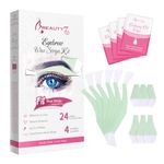 Beauty7 Eyebrow Wax Strips Facial Wax Strips Eyebrow Shaper Hair Removal at Home Eyebrow Waxing Kit 24 Strips 4 Calming Oil Wipes for Women Sensitive Skin Types (Eyebrow Wax Strips 1 Set)