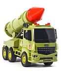 SHIPEASE Friction Powered Military Truck with Missile Launcher for 3+ Year Kids Boys Girls Army Force Toy Truck with Light & Sound Pull Back Vehicles Toys(Multicolor)