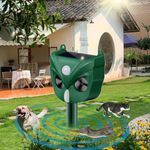 pulunto Solar Repellent,360° Solar Ultrasonic Animal Repellent with Motion Sensor LED Flashing Light,Waterproof Modes 5 Adjust &