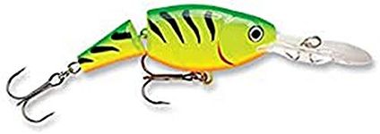 Rapala Jointed Shad Rap Lure with Two No. 3 Hooks, 2.1-4.5 m Swimming Depth, 9 cm Size, Firetiger