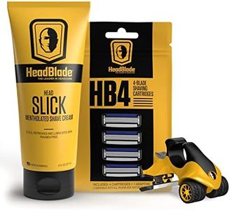 ATX Men's Head Shaving Starter Kit with 8oz HeadSlick Cream, Razor, Blade Refills