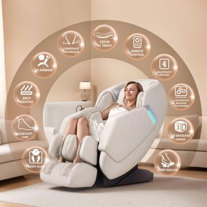 HealthRelife Full Body Massage Chair – Beige Recliner