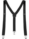 Allegra K Lady Woman Adjustable Metal Clamp Elastic Suspenders Braces Black one size