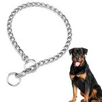 Metal Choke Chain for Dog, Durable Thick Dog Collar for Pet Outdoor Training Small Medium Large Puppy Adjustable Silver Metal Necklace, L Length 65cm Diameter 4.0mm