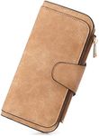 CLUCI Women Wallet Leather RFID Blocking Designer Trifold Card Holder Ladies Clutch with ID Window Camel