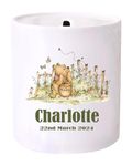 Personalised Baby Money Box Gift - First Ceramic Bank Custom Honey Bear Design Gift Baby Boy Girl Newborn