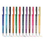 Hauser Sonic 0.5mm Multicolor Gel Pen With Hard Box Case | Sleek Matte Finish With Featherlite Feel | Smooth Ink Flow, Refillable Gel Pen | Waterproof Gel Ink | 12 Vibrant Ink Colors Gel Pens