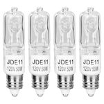 JD E11 120V 50 Watt Halogen Bulbs,Mini Candelabra Bulbs for House Lighting Fixtures,Ceiling Lamps,Table Lamps,Cabinet Lighting(4 Pack)