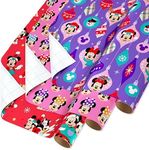 American Greetings Disney Christmas Wrapping Paper for Kids, Minnie Mouse (3 Roll, 105 Sq. Ft.)