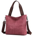 Tote Bags for Women, Crossbody Purse with Zipper, Top Handle Handbag, Shoulder Hobo Bag for Work, Office, Travel (Pure Wine Red)