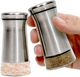 Premium Salt and Pepper Shakers with Adjustable Pour Holes - Elegant Stainless Steel Salt and Pepper Dispenser - Perfect for Himalayan, Kosher and Sea Salts - Spices