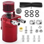 muge racing Universal Oil Catch Can Tank Kit Polish Baffled Reservoir with Breather Filter with 3/8" Fuel Line,Aluminum,Red,400ml