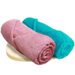 HEELIUM Bamboo Bath Towel | Ultra Absorbent | 3X Softer Than Cotton Towels | 140 x 70 cm - 600 GSM | Pack of 2 - Peach, Teal