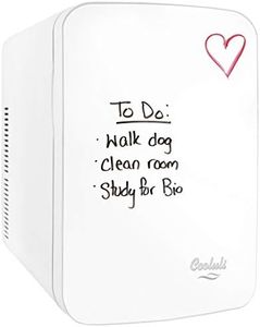 Cooluli Vibe Mini Fridge for Bedroom - With Cool Front Magnetic Whiteboard - 15L Portable Small Refrigerator for Travel, Car & Office Desk - Plug In Cooler & Warmer for Food, Drinks & Skincare (White)