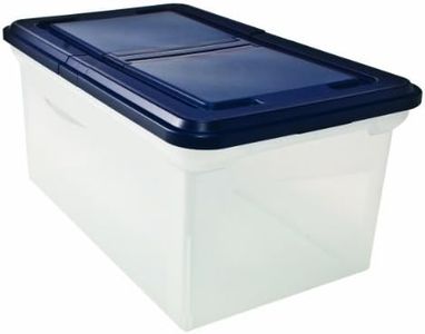 Advantus Innovative Storage Designs 55797 File Tote with Hinged Lid, Letter, Plastic, Clear/Navy (AVT55797)