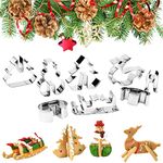 Orapink 3D Christmas Cookie Cutters,8 Piece Stainless Steel Cookie Cutter Set,Holiday Cookie Biscuit Cutter Set - Snowman Christmas Tree Reindeer and Sled for Kids Christmas Party