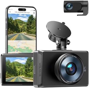 WOLFANG Dashcam Cámara de Coche, 4K Doble WiFi Dashcam, Control App, WDR, Super Visión Nocturna,GPS, 3" IPS-Touch-Screen, Gran Angular 170°, Sensor G,Monitor de Aparcamiento 24H, Grabación de Bucle