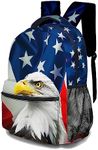 DTCCET Colorful American Flag Backpack, Stylish Eagle Laptop Bag Classic Daypack with Multiple Pockets, Lightweight Shoulders Backpack (American Flag & Eagle)