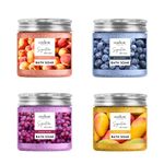 Vedanum Botanic Infusion Peach, Blueberry, Grape Wine, Mango Bath Salt Combo for Relaxing, Pain Relief and Foot Massage - Pack of 4 Jars 100 Gm Each