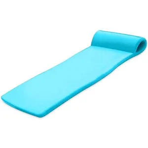 TRC Recreation Sunsation 1.75” Thick Vinyl Coated Foam Swimming Pool Float Mat Adult Lounger with Built-In Roll Pillow, Tropical Teal