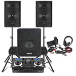 VONYX Complete DJ Package with 12-Inch Speakers, Subwoofer, CD Mixer, Stands, Microphone, and Headphones, DJ Amplifier and Speaker Setup, DJ Packages, DJ Amplifier and Speaker Packages, DJ Setup