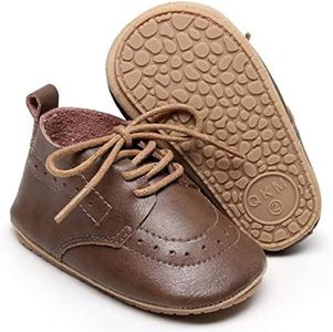 Greceen Infant Baby Boys Girls Leather Loafers Comfort Oxford Dress Wedding Shoes First Walker Outdoor Shoes Crib Shoes, Coffee, 12-18 Months Toddler