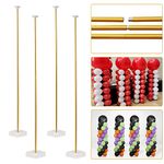 TEKXYZ Gold Balloon Stand Set of 4, 40 CM to 1.6M Adjustable Metal Balloon Column for Both Floor Stand and Table Centerpieces