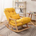 DESIGNER LIBRARY Rocking Chair, Glider Chair with High Backrest, Comfy Nursery Lounge Chair, for Living Room, Hotel, Bedroom, Office, Load Capacity 150kg | Color - Yellow