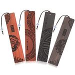 Vin beauty4PCS Wood Bookmark for Men Women Book Lovers, Handmade Natural Wooden Carving Book Mark Bookmarks,Traditional Style Book Marks Accessories,Birthday Present