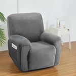 Artiss Recliner Chair Covers Velvet High Stretch Couch Slipcovers 1 Seater Grey