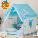 Kids Play Tent Children's Tent Indoor Boys' Game Room Baby Bedding Artifact Outdoor Toy House Secret Base Christmas Birthday Gift with a String of Star Lights