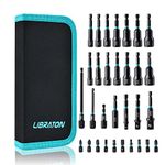 Libraton 31PCS Magnetic Nut Driver Set, Impact Drill Driver Bit Set 1/4", Metric and SAE Nut Driver, Screwdriver Bits, Impact Socket Adapters, Bit Holder, Quick-Release Extensions with Storage Bag