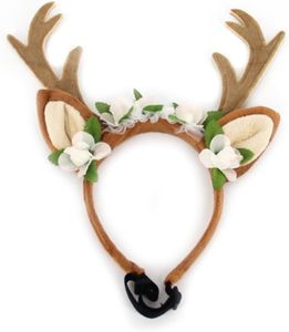 ACEmedia Dog Elk Antler Reindeer Hat Cap Dog Cat Pet Christmas Costume Outfits Small Big Dog Hat Headwear Hair Grooming Accessories (L(for Medium and Big Dog), Brown)