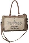 Myra Bags Champagne Upcycled Canvas Messenger Bag S-0903