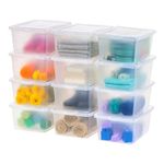 IRIS USA 16.1 L Box, Stackable Bin with Lid, 12 Pack, for Organizing Shoes, Closet Shelves, Classrooms, and Games, Clear