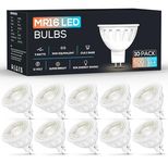 10 Pack MR16 LED Bulbs, 5W 12V, GU5.3 Bi-Pin Base, 36 Degree Spot Light, 50-Watt Equivalent, 450-Lumen, Non-Dimmable, 3000K Warm White Landscape Track Lighting by Torkase