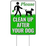 Signs Authority Clean Up After Your Dog Signs 12"x9" with Metal H-Stake | No Poop Signs for Lawn No Pooping Dog Signs For Yard | Pick Up After Your Dog Sign with Stake | Clean After Your Dog Sign