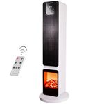 Electric Heater Energy Efficient ��– Ceramic Heater Fan with Fireplace Display – Heaters for Home Low Energy – Portable Halogen Heater Fan – White Ceramic Heater – by Nuovva