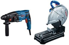 Bosch Concrete, Steel & Wood Gbh 220 Corded Electric Professional Rotary Hammer (720Watt, 2.0J, 2.3 Kg) & 0601B373F0-GCO220 2200-Watt 14-inch Chop Saw Machine (Blue)