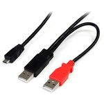 StarTech.com USB2HAUBY1 USB Y Cable for External Hard Drive - Dual USB A to Micro B, 1-Feet