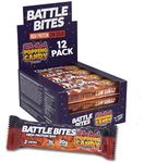 Battle Bites High Protein Bars 12 x 62g - Toffee Apple Popping Candy Flavour - Low Sugar, High in Fibre, Free from Preservatives, Non-GMO - 21g protein, 7.8g fibre + 244 calories per bar - Made in UK