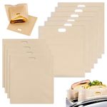 5-Pack Reusable Nonstick Sandwich Toaster Bags, Assorted Sizes for Various Toasters, Perfect for Grilled Cheese and Snacks