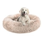 Plush Calming Dog Bed, Donut Dog Bed for Small Medium Large Dogs, Anti Anxiety Round Dog Bed, Soft Fuzzy Calming Bed for Dogs & Cats, Comfy Cat Bed, Marshmallow Cuddler Nest Calming Pet Bed