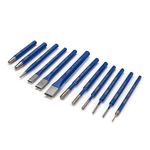 Estwing 12-Piece Cold Chisel, Pin, Center and Starter Punch Set, Hardened CrV Steel (42524)