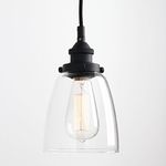 Buyee Vintage Pendant Light, 1-Light Mini Hanging Light with Clear Glass Shade Lamp Fixture for Kitchen Living Room Bar (Black)