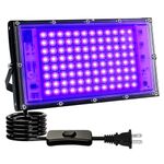 Indmird 110W Black Lights, Blacklight Flood Light with Plug and Switch,for Glow Party, Halloween, Fluorescent Poster, Body Paint, Stage Lighting, Disco, Yards and Outdoor Parties