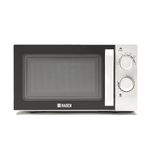 Haden 20L Microwave Oven - White, Chrome Knobs, Compact, Versatile, and Elegant 800W Countertop Microwave with Safety Lock, 6 Power Levels, 30-Min Timer, Defrost Function - Perfect for Small Kitchens